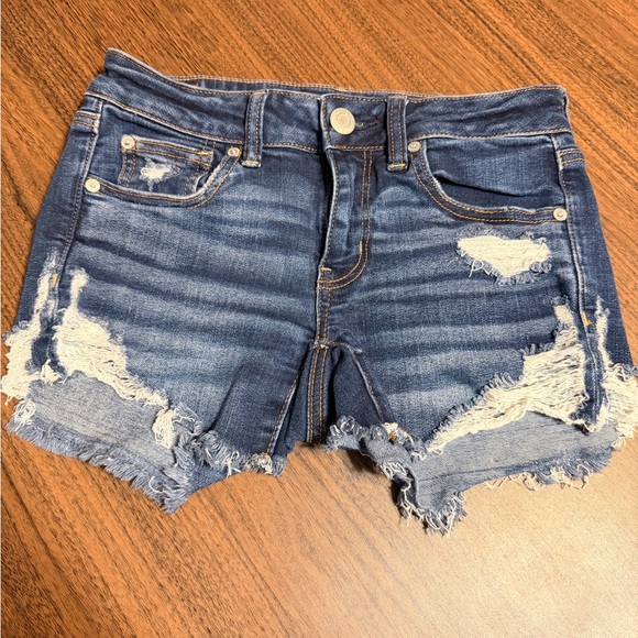 American Eagle Outfitters Pants - American Eagle Outfitters Dark Blue Distressed Denim Shorts